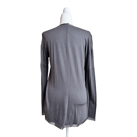 Maria Bianca Nero Gray Scoop Neck Long Sleeve Silk Trim Womens Size M Vintage - Picture 3 of 14
